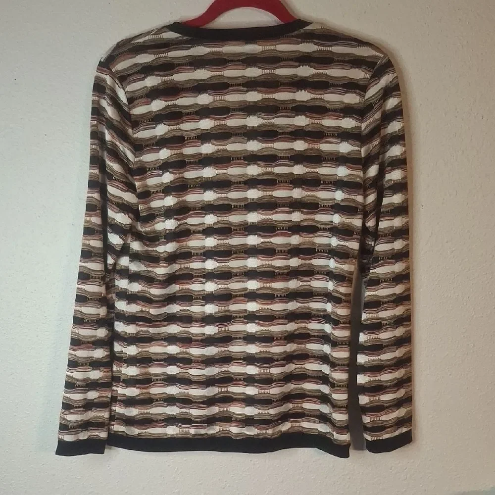 Kasper Patterned Women's Sweater - Black, Brown, Cream size small